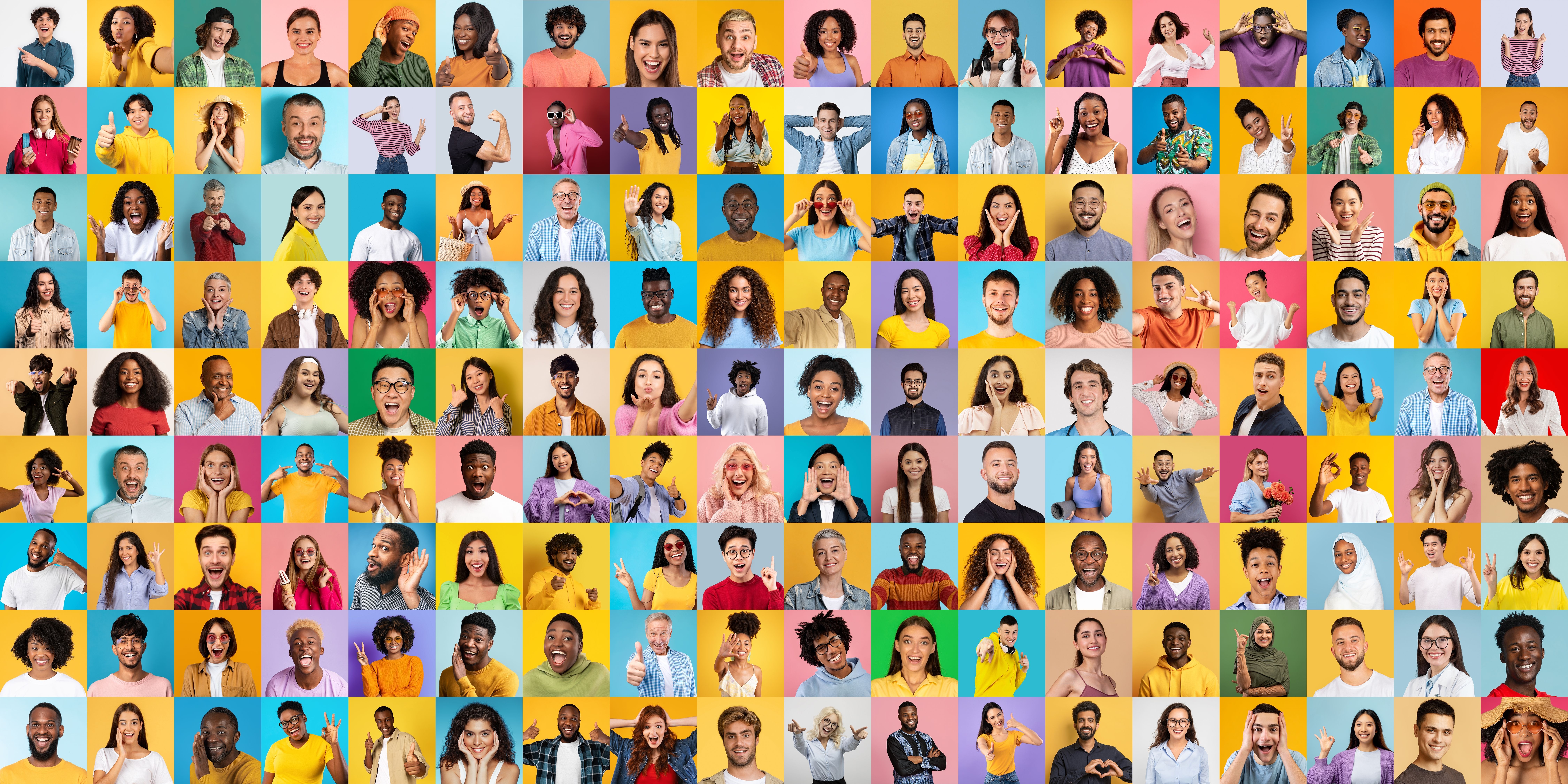 Collage of expressive people